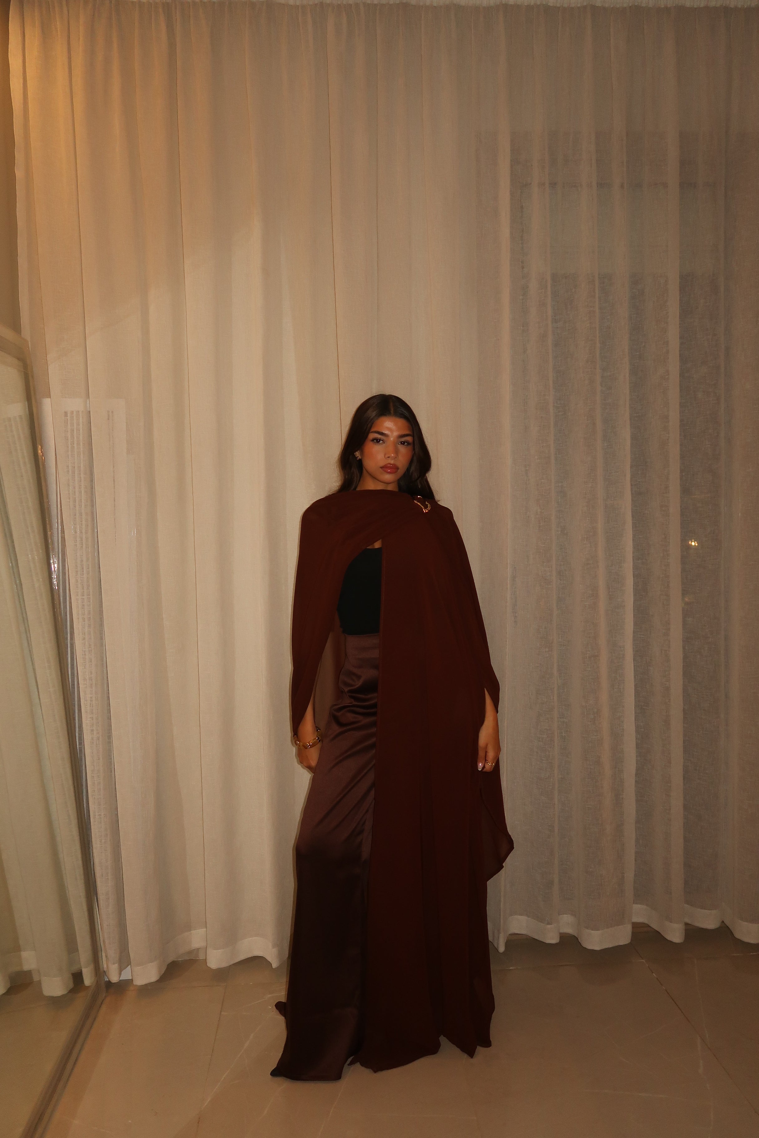 Brown Layal Cape Set (NEW)