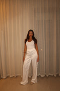 White Sleek Satin Trousers