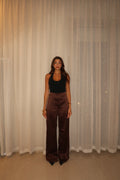 Brown Sleek Satin Trousers
