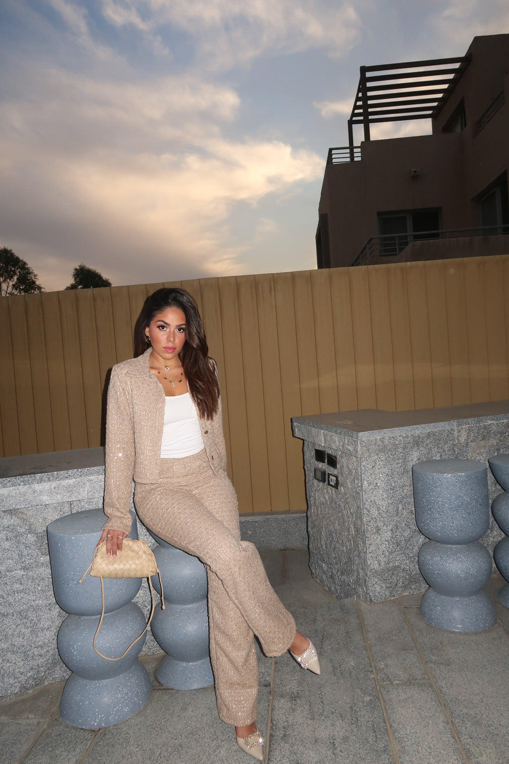 Beige Bling Set