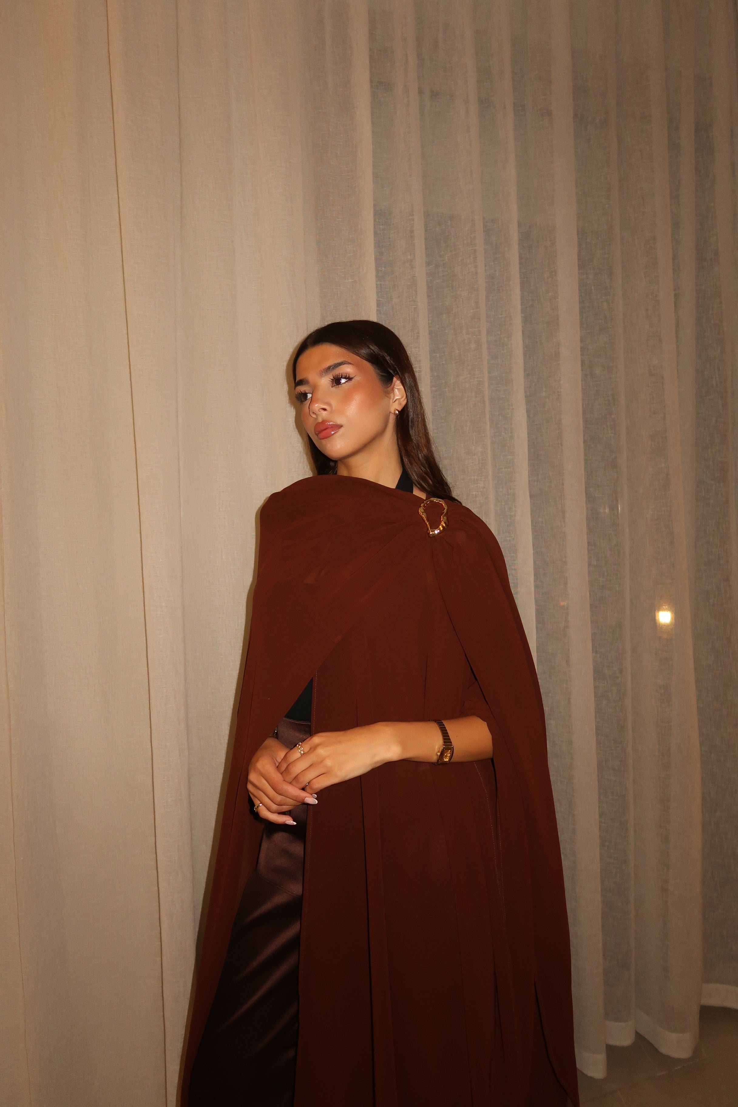 Brown Layal Cape Set (NEW)